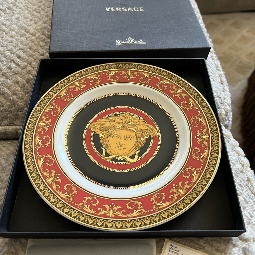 Versace Black and Gold Medusa Accent Plate
